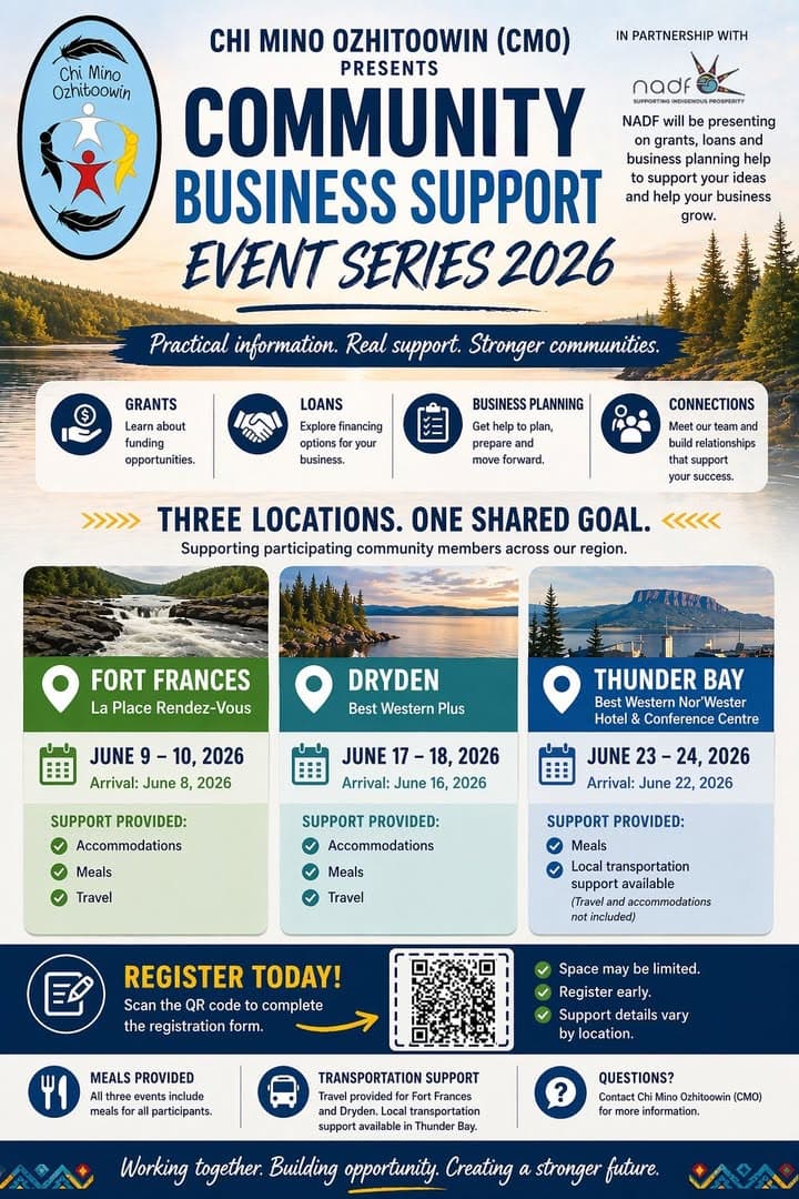 🌱 COMMUNITY BUSINESS SUPPORT EVENT SERIES 2026 🌱 Presented by Chi Mino Ozhitoowin (CMO) in partnership with NADF Suppo