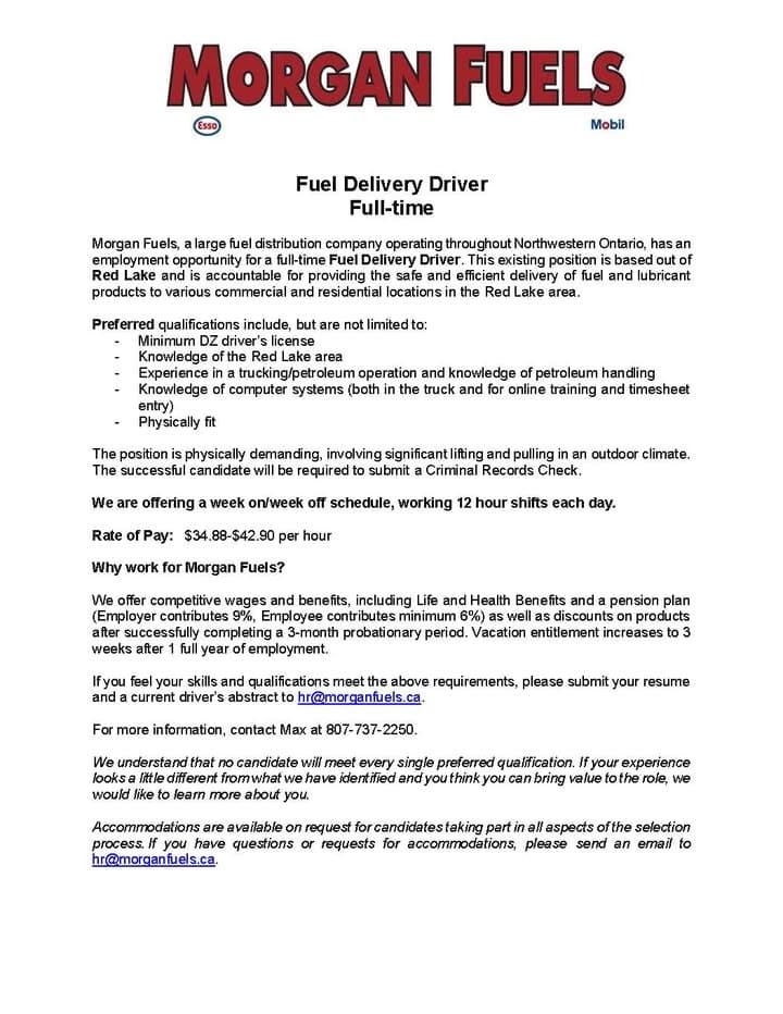 🚨 NOW HIRING | THREE CAREER OPPORTUNITIES WITH MORGAN Morgan Fuels 🚨 Chi Mino Ozhitoowin is pleased to share three emp